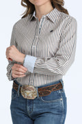 Blue peach stripe blouse
