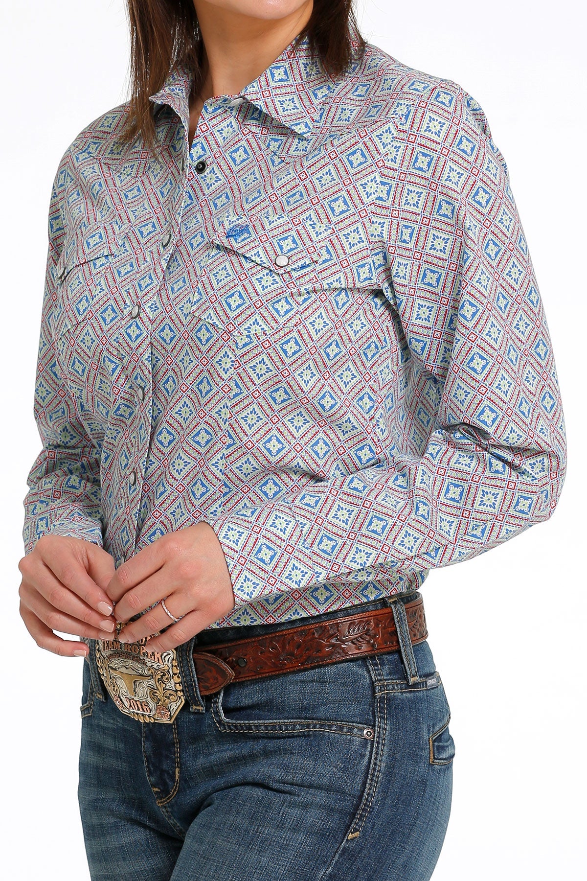 CIINCH BLUE & RED GREEN BLOUSE