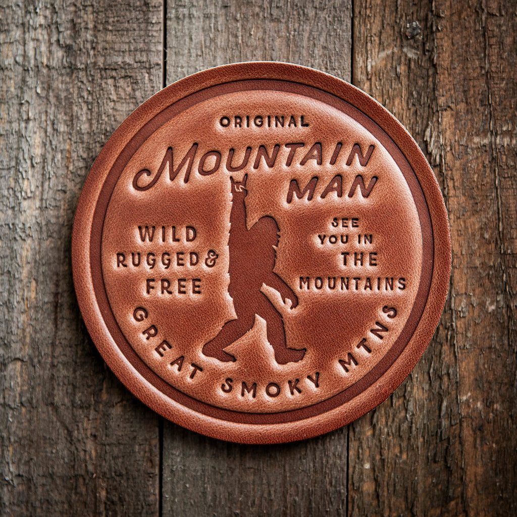 Great Smoky Mountains Original Mountain Man Leather Coaster