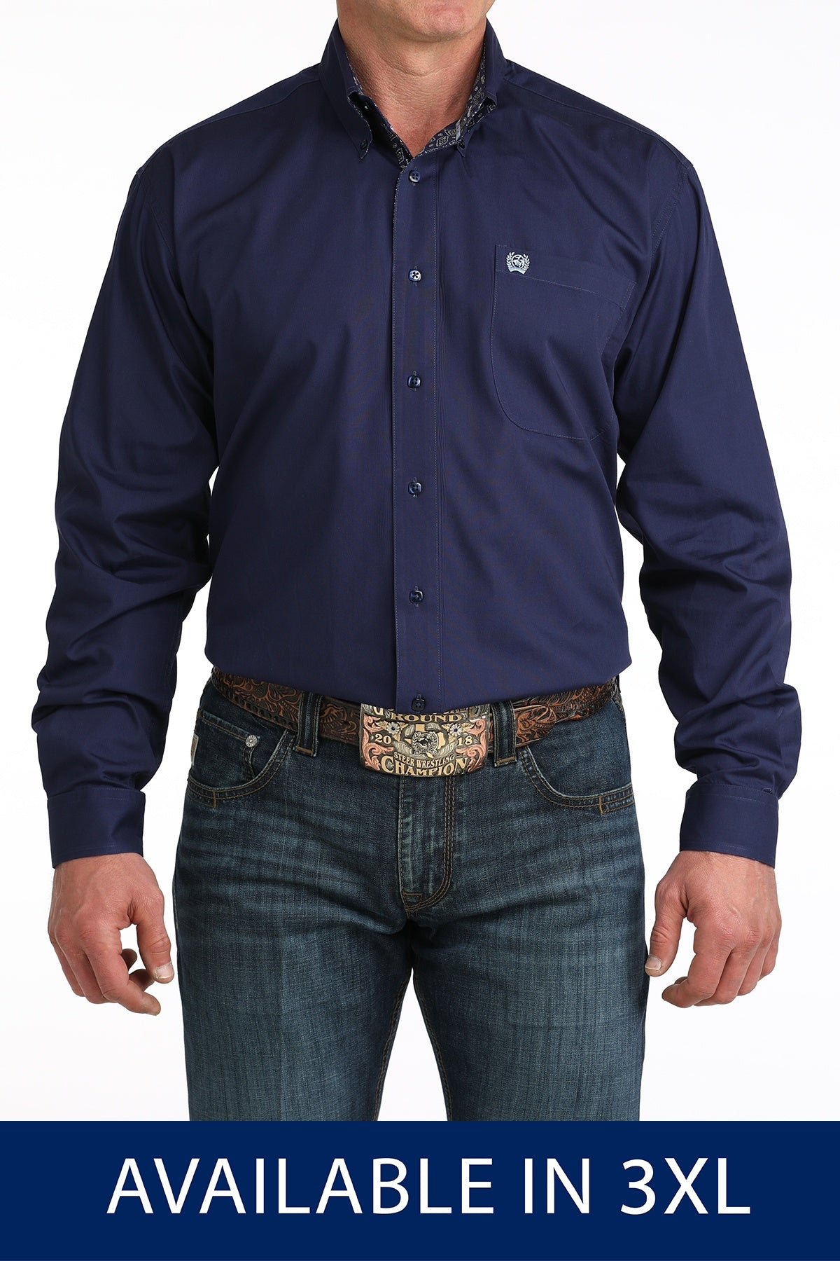 MENS CINCH SOLID NAVY BUTTON UP