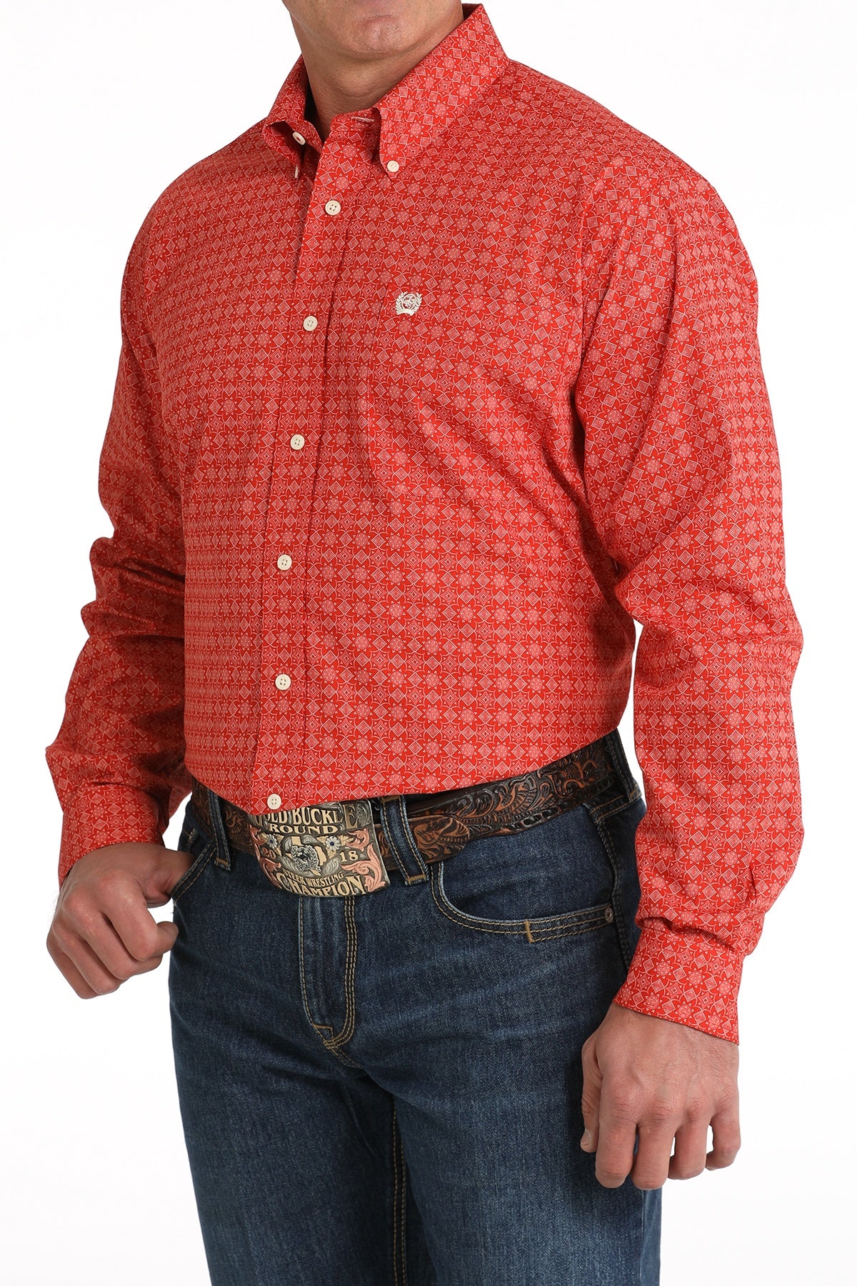 CINCH RED WHT FLOWER PATTERN