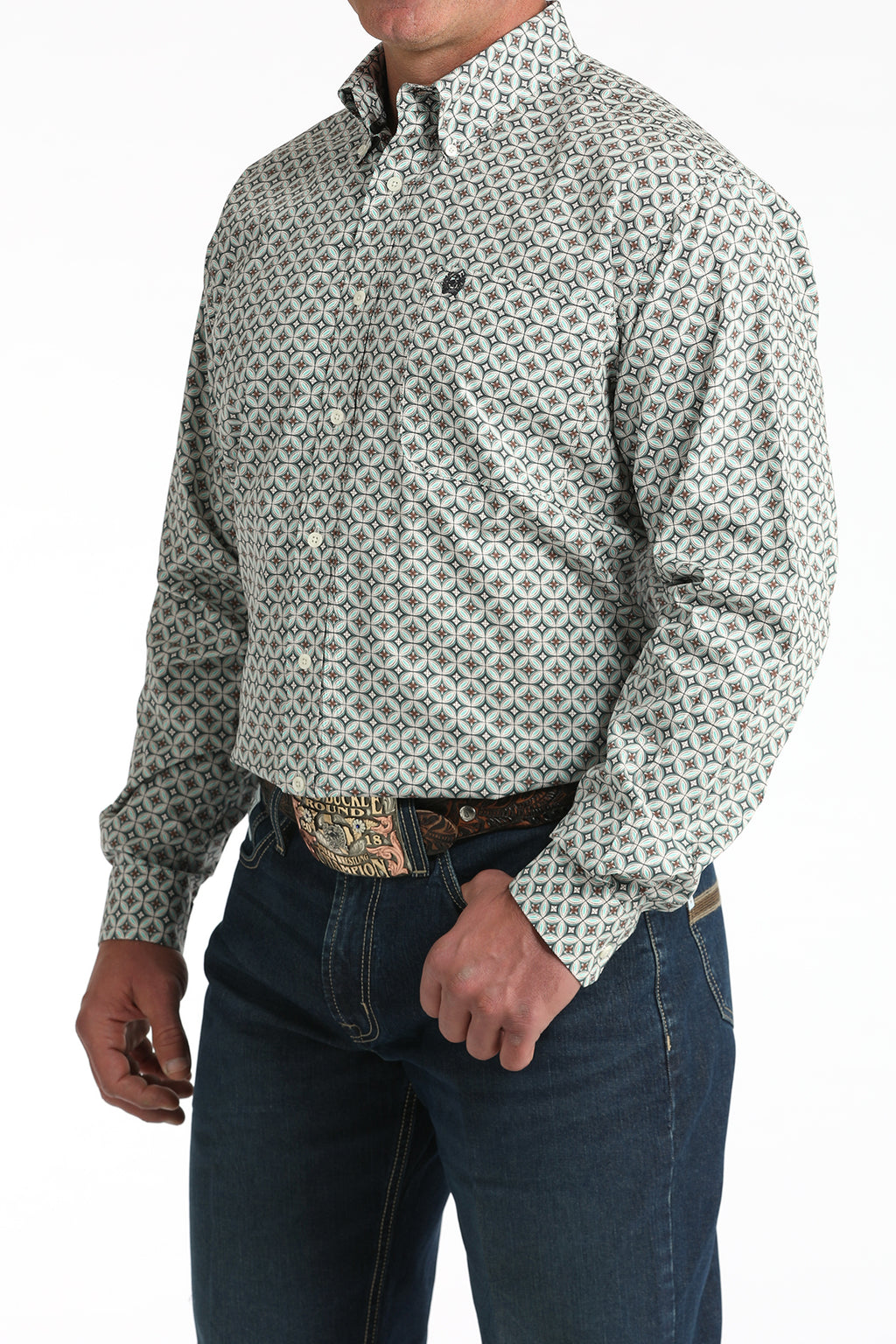 CINCH CREAM BLUE CIRCLE LONG SLEEVE