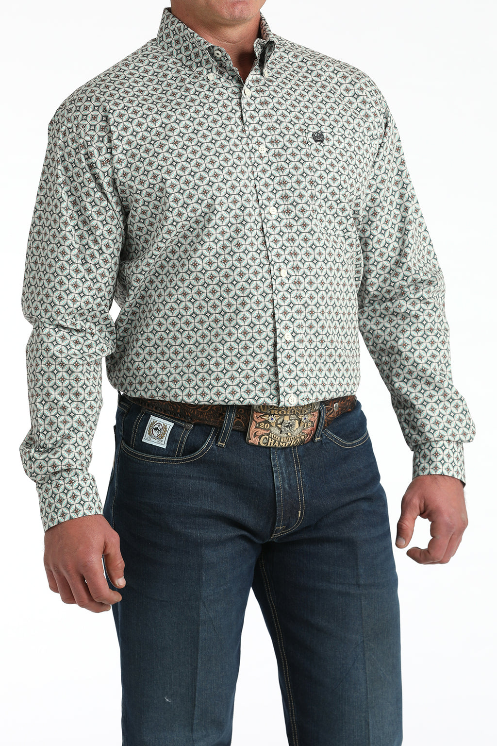 CINCH CREAM BLUE CIRCLE LONG SLEEVE