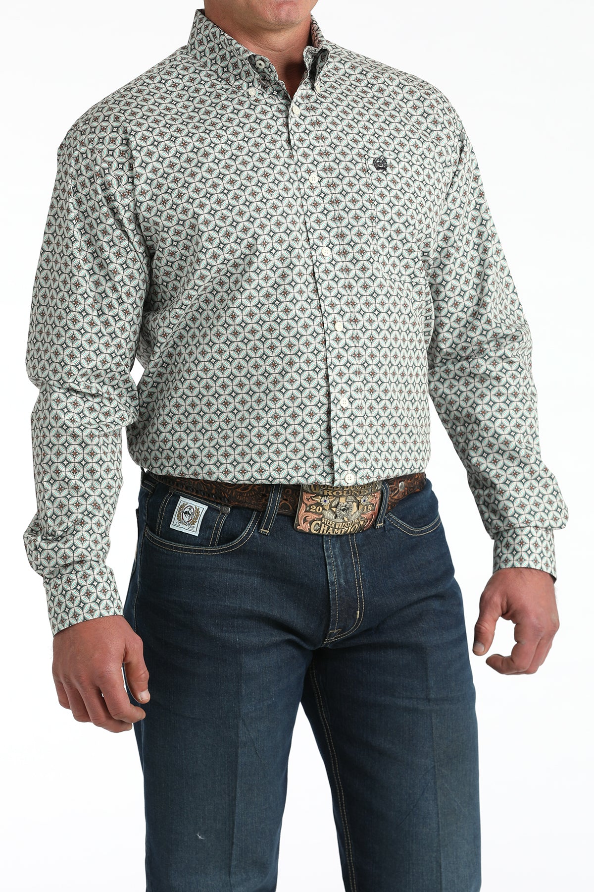 CINCH CREAM BLUE CIRCLE LONG SLEEVE