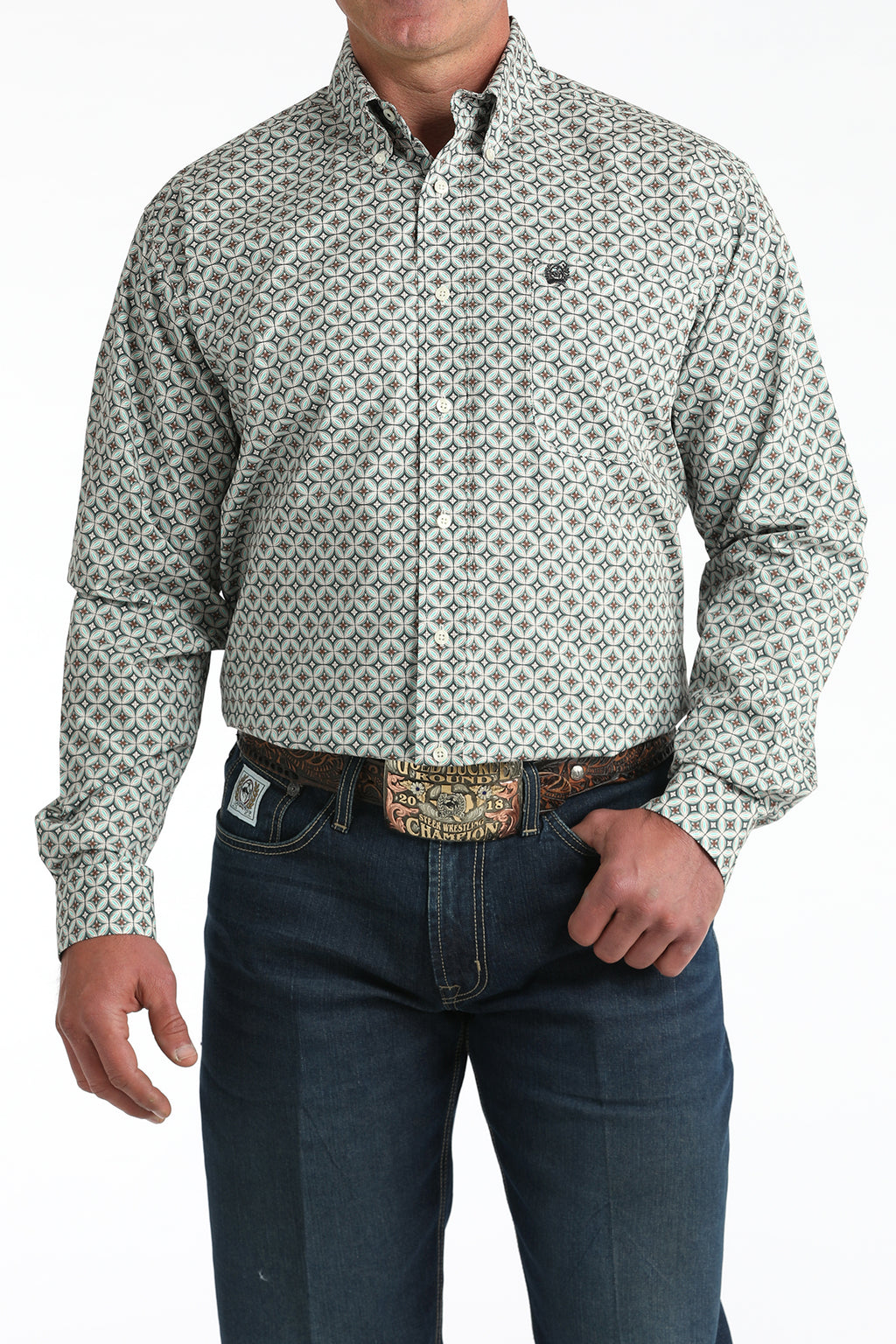 CINCH CREAM BLUE CIRCLE LONG SLEEVE
