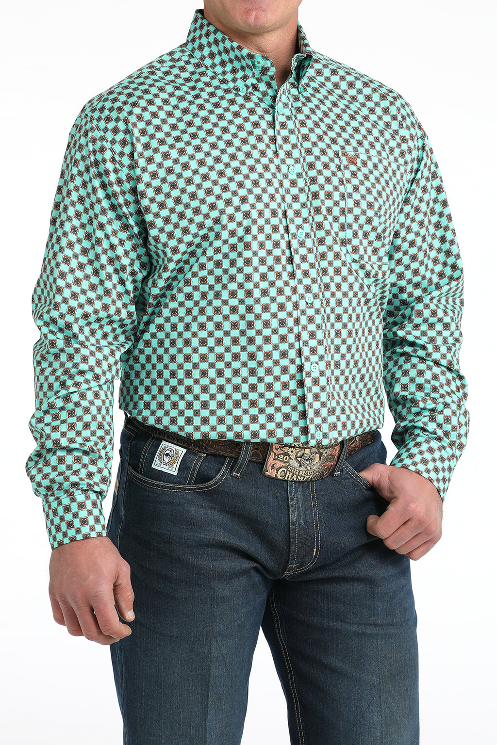 CINCH BLUE ORG CHECKERED