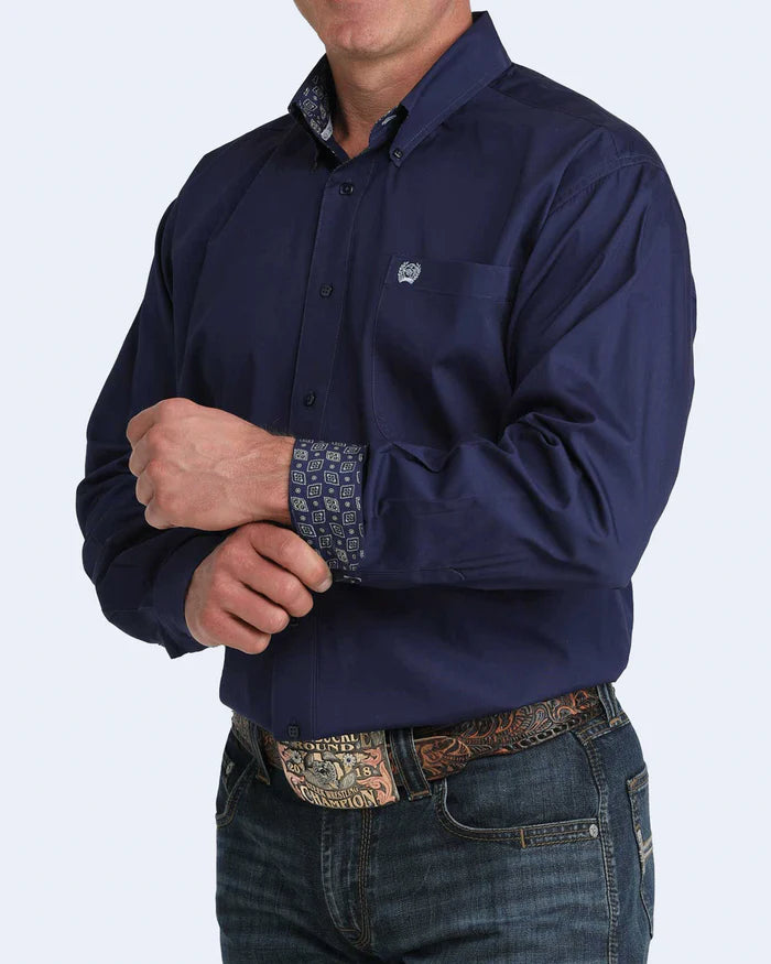 MENS CINCH SOLID NAVY BUTTON UP