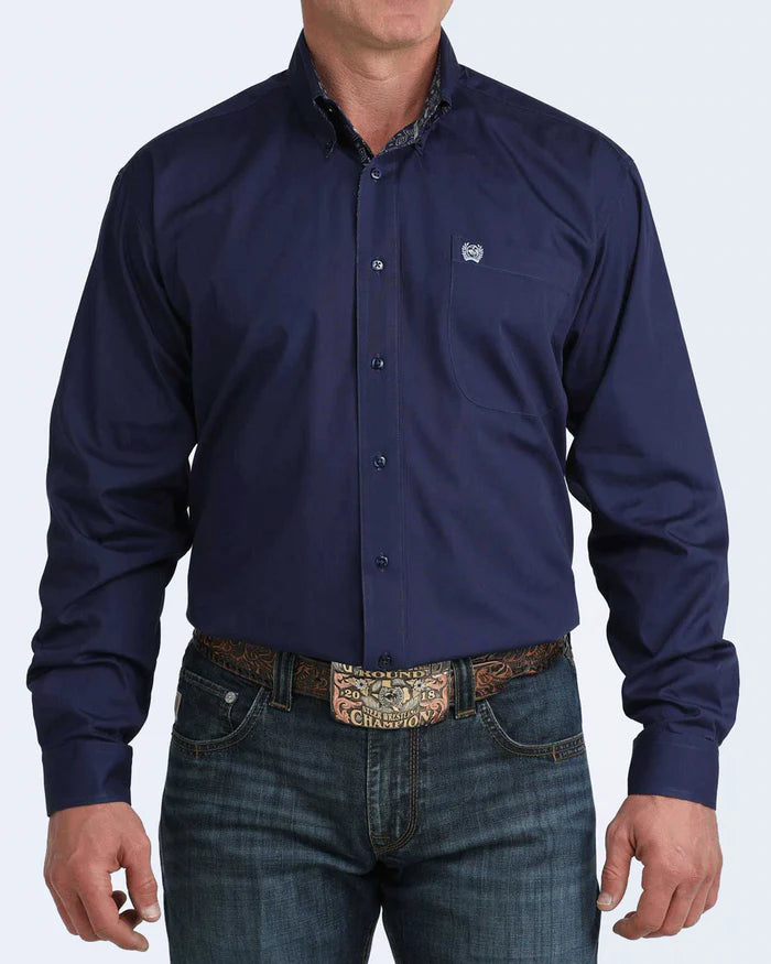 MENS CINCH SOLID NAVY BUTTON UP