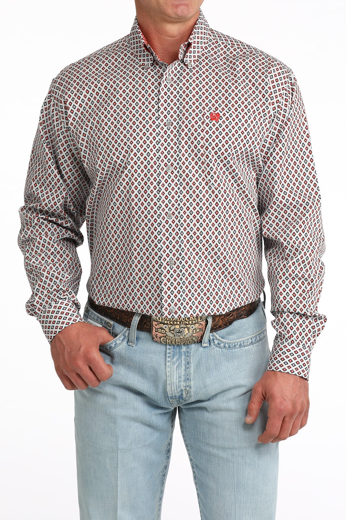CINCH MENS L/S PRINT GREY