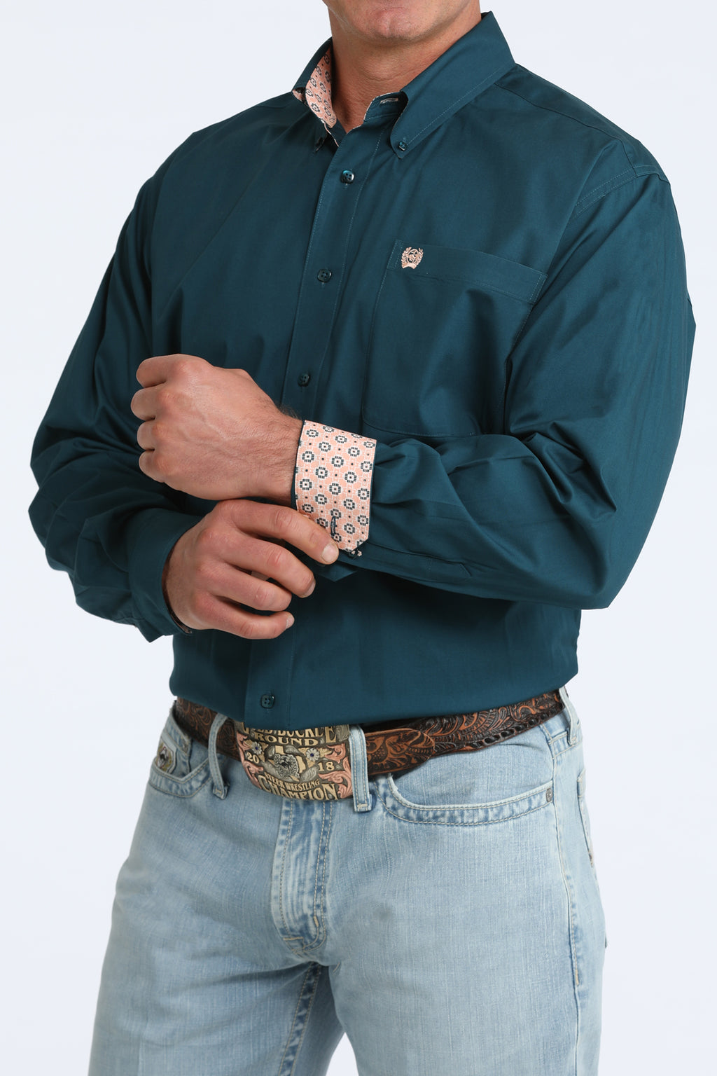 MENS L/S SOLID TEAL