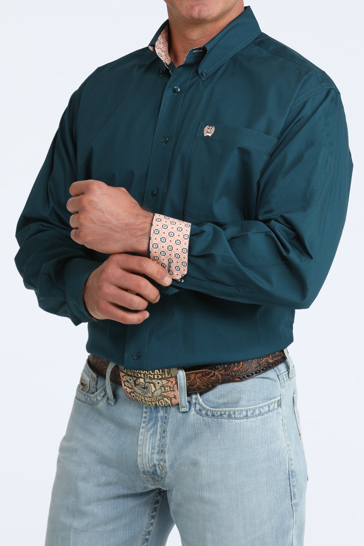 MENS L/S SOLID TEAL