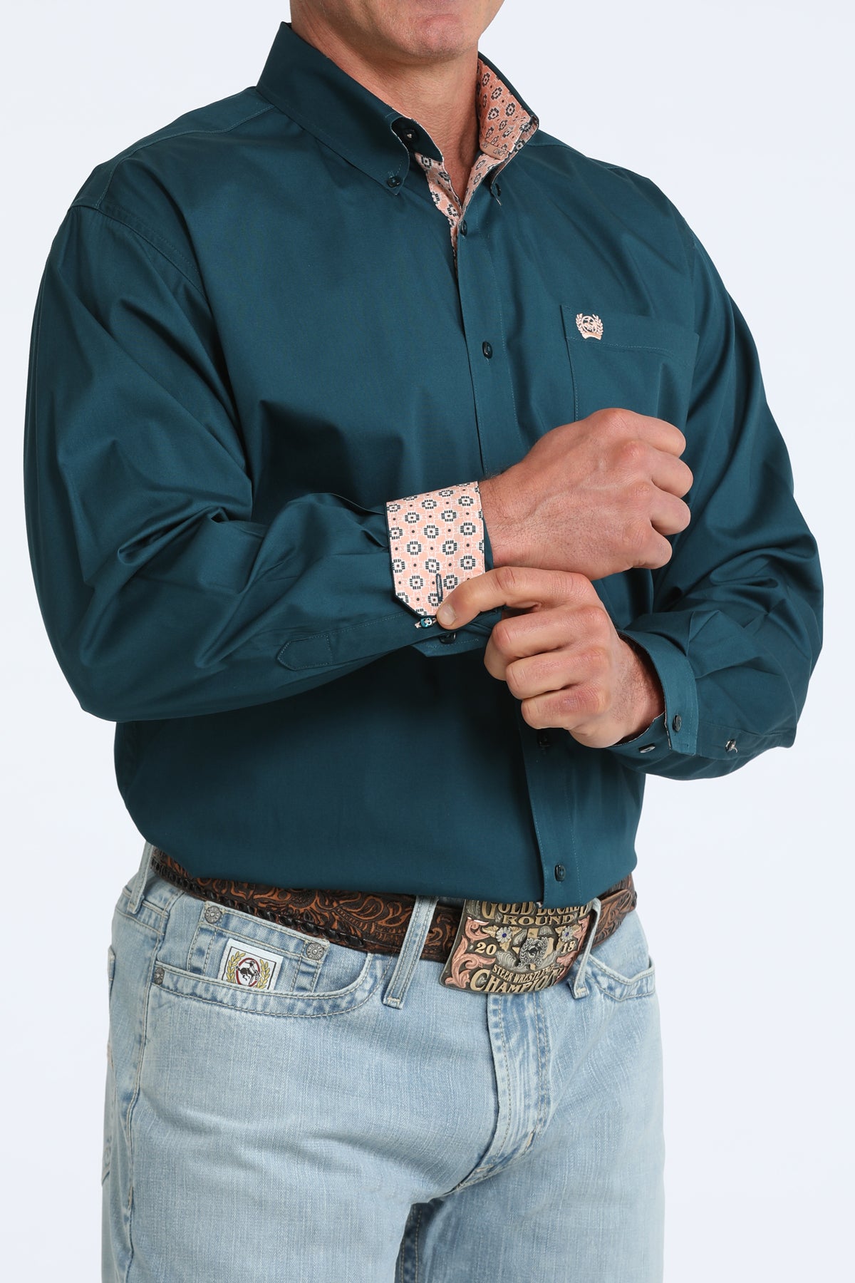 MENS L/S SOLID TEAL