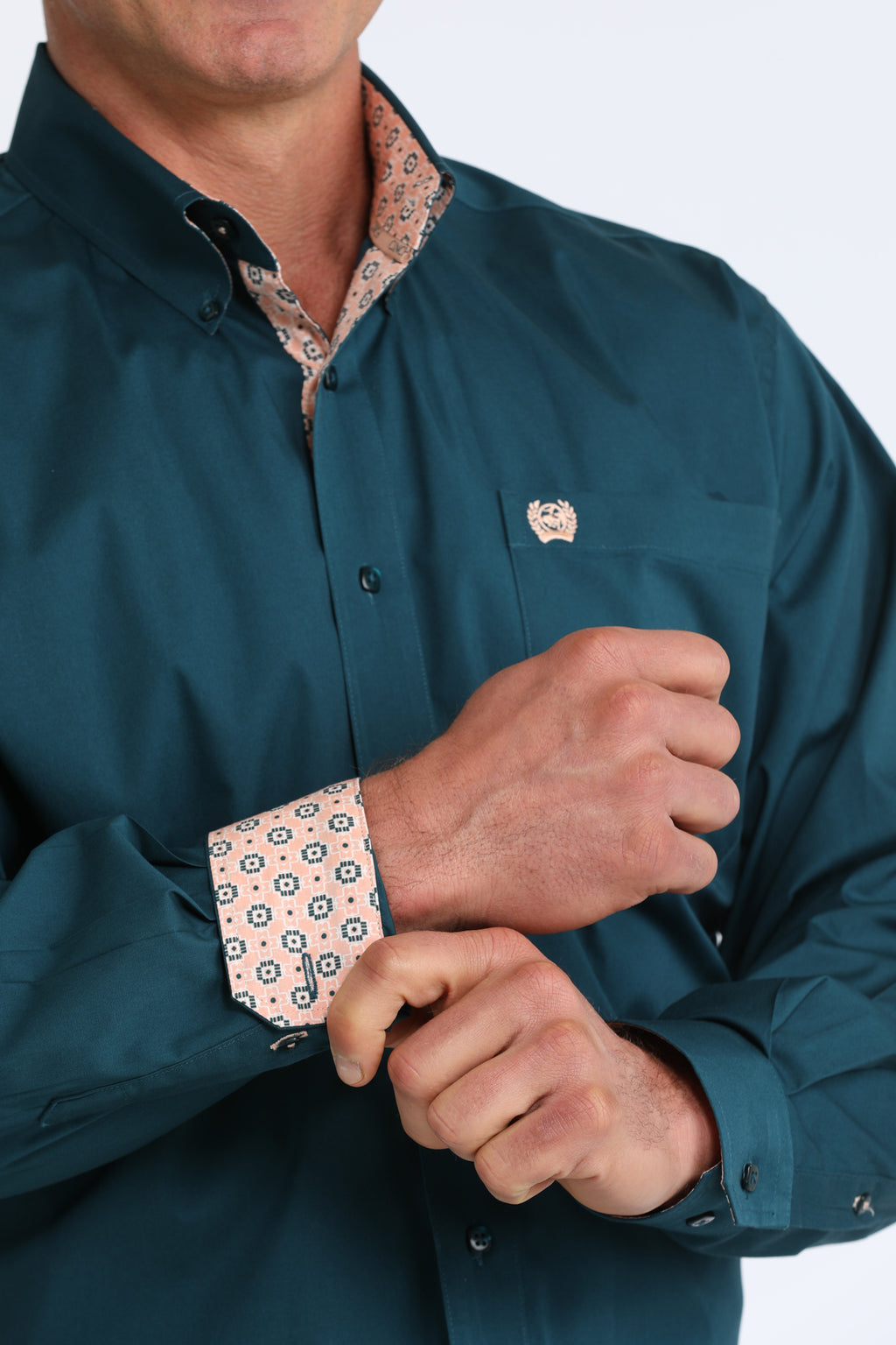 MENS L/S SOLID TEAL