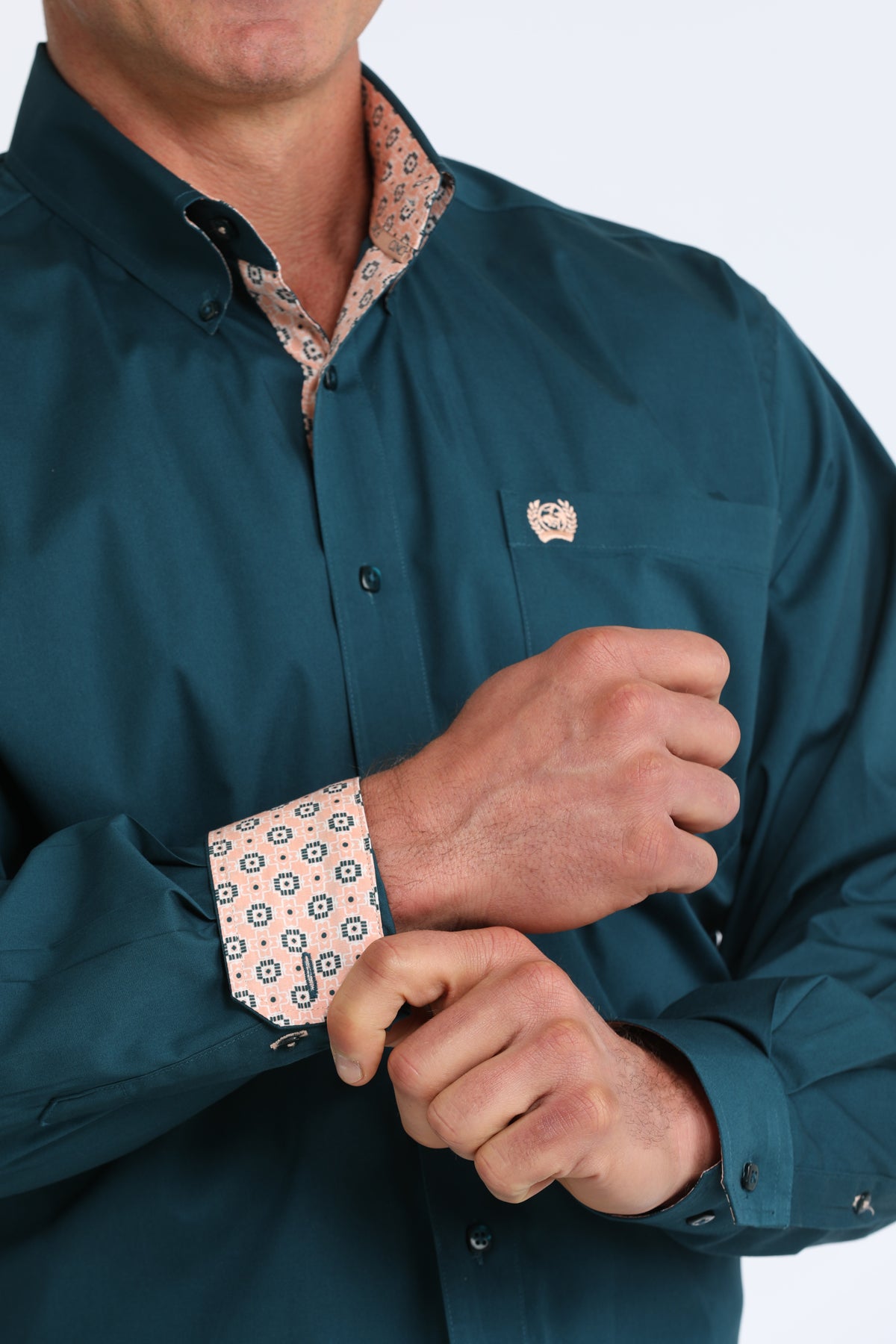 MENS L/S SOLID TEAL