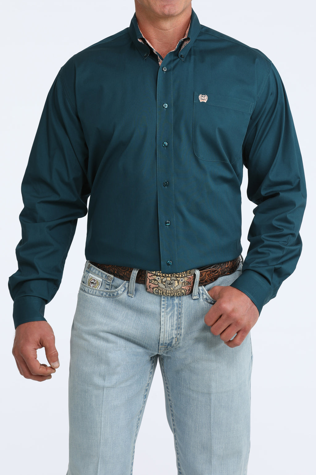 MENS L/S SOLID TEAL