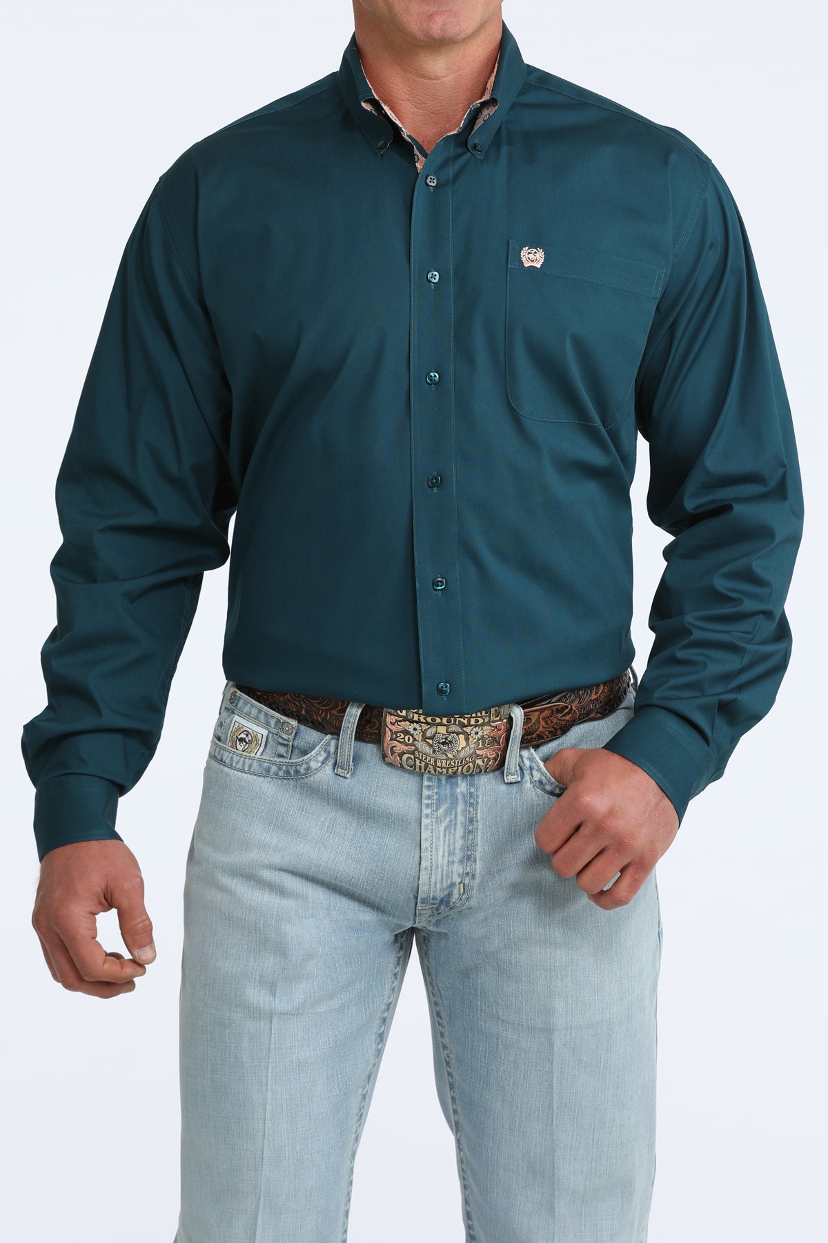 MENS L/S SOLID TEAL