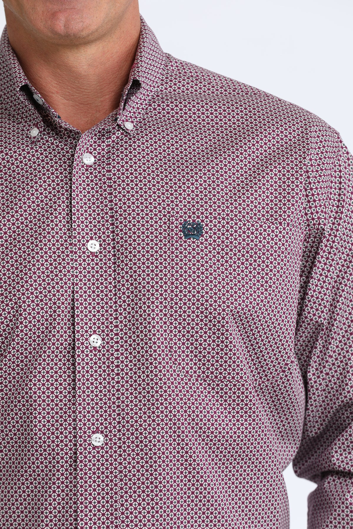 PURPLE  AND WHITE PATTERN CINCH SHIRT