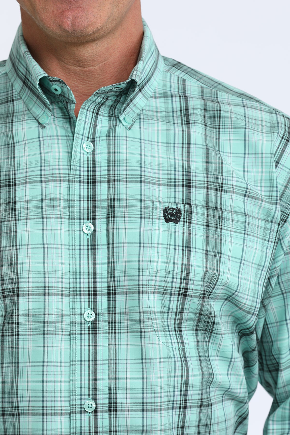 PLAID TEAL BUTTONUP