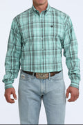 PLAID TEAL BUTTONUP