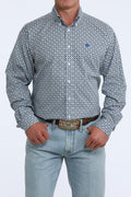 WHITE AND BLUE PATTERN LS