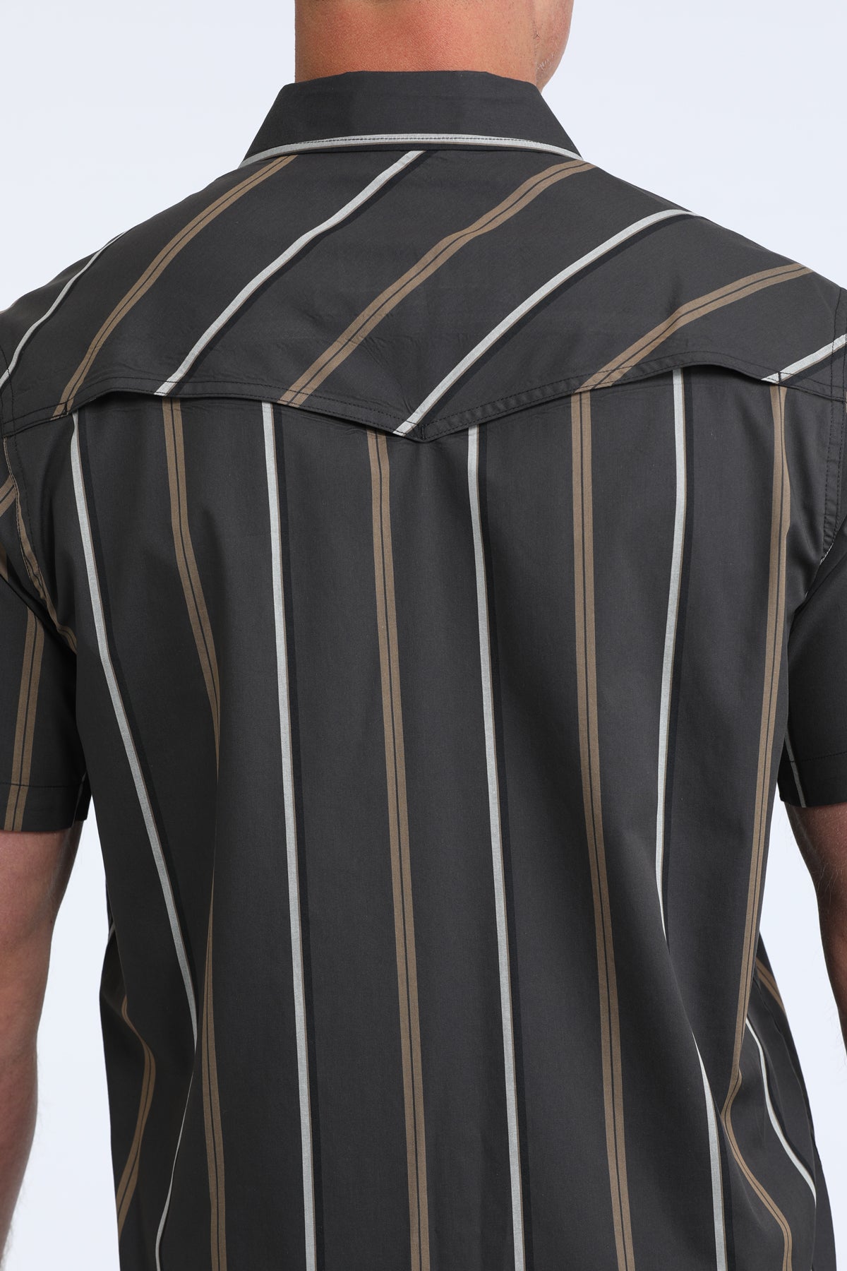 “MENS S/S CAMP BLACK STRIPPED SHIRT
