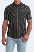 “MENS S/S CAMP BLACK STRIPPED SHIRT