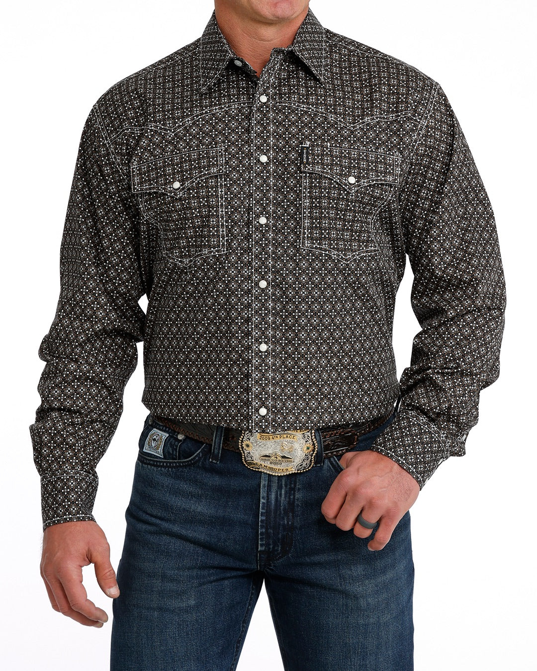 CINCH  BLK BRN PRINT SNAP