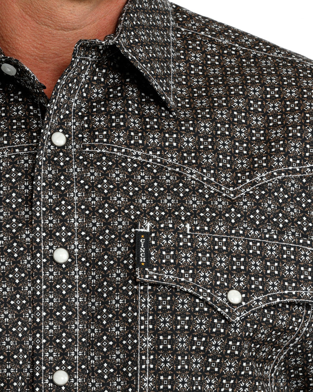 CINCH  BLK BRN PRINT SNAP