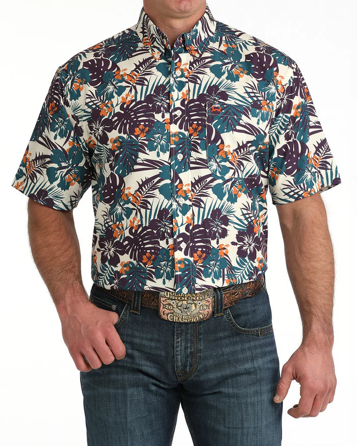 CINCH WHITE HAWAIIAN SHIRT ARENA FLEX