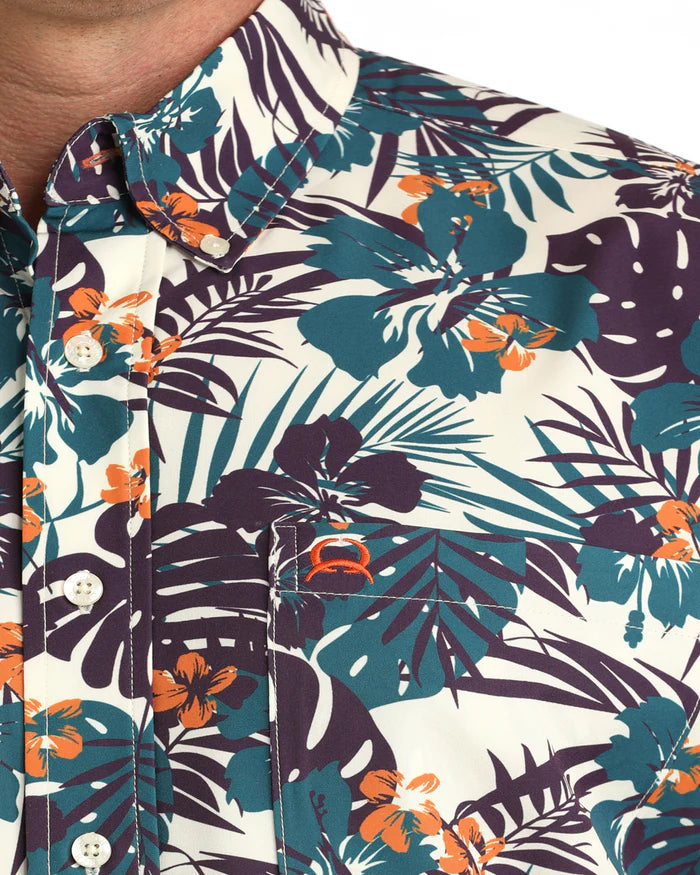 CINCH WHITE HAWAIIAN SHIRT ARENA FLEX