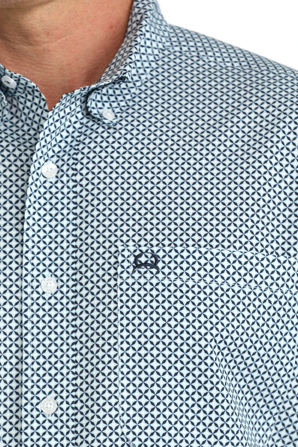 CINCH MENS S/S PRINT ARENA FLEX BLUE CHECK