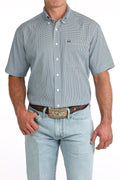 CINCH MENS S/S PRINT ARENA FLEX BLUE CHECK