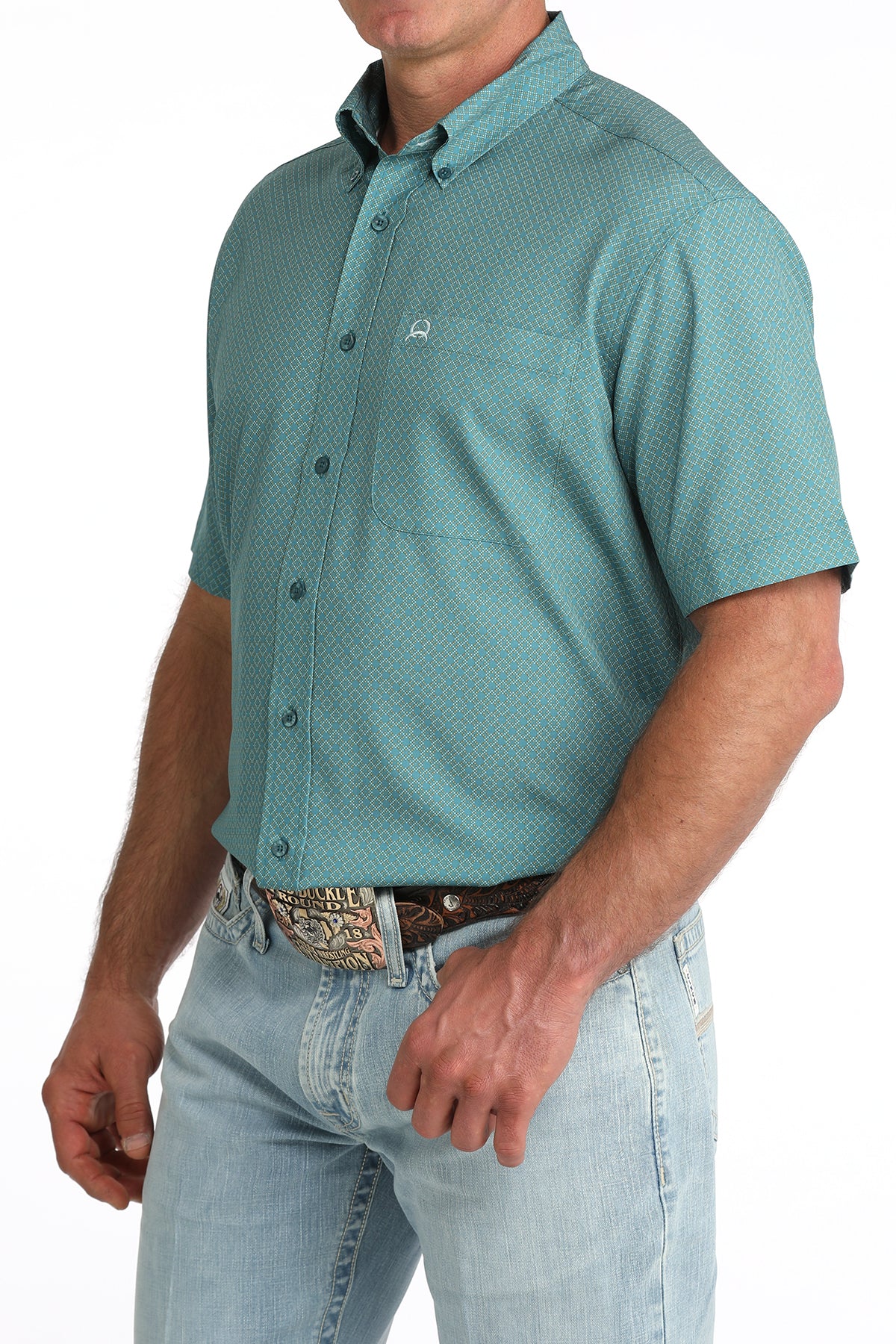 CINCH TEAL  S/S PRINT ARENA FLEX