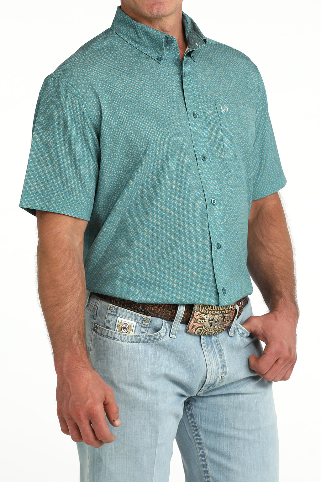 CINCH TEAL  S/S PRINT ARENA FLEX