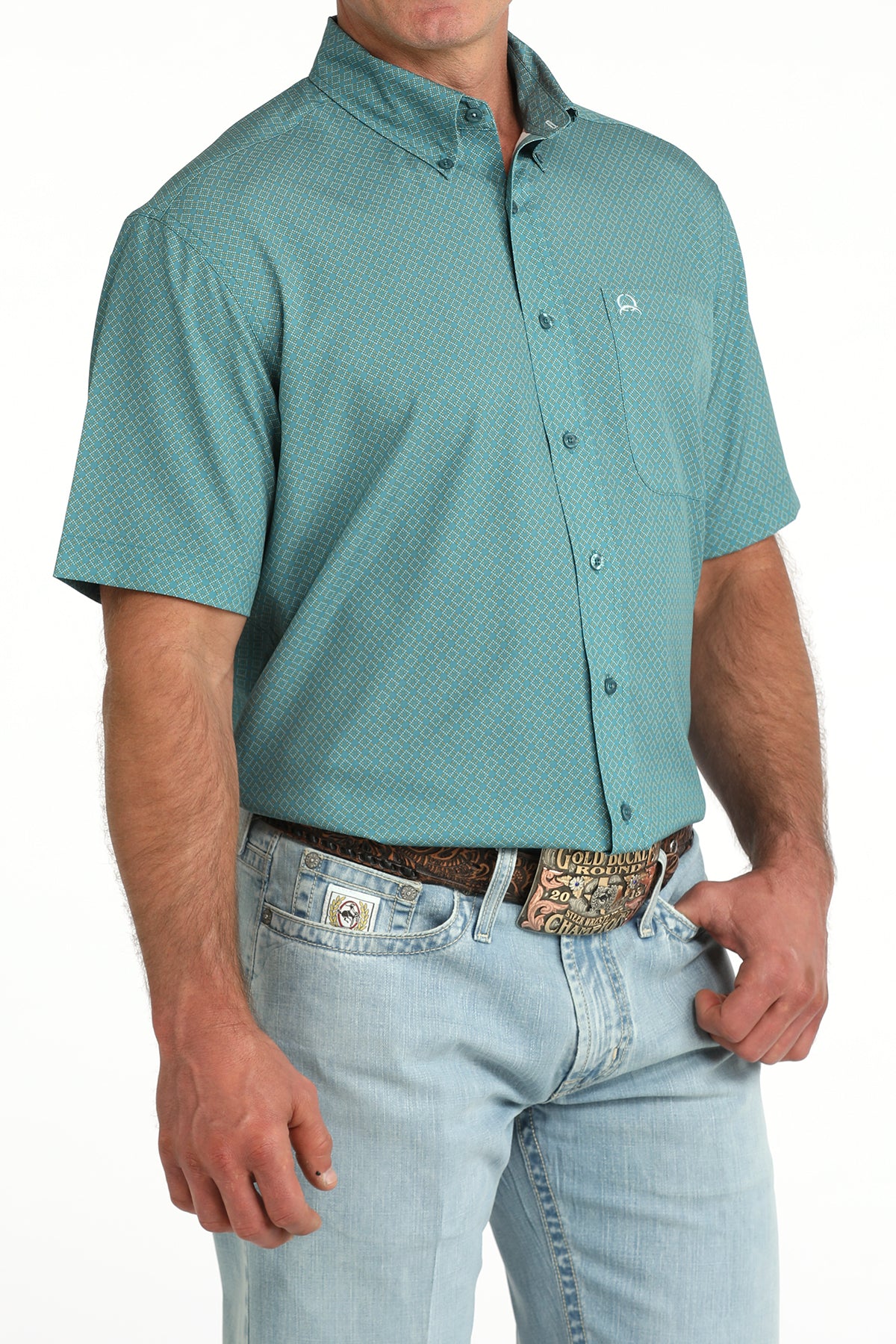 CINCH TEAL  S/S PRINT ARENA FLEX
