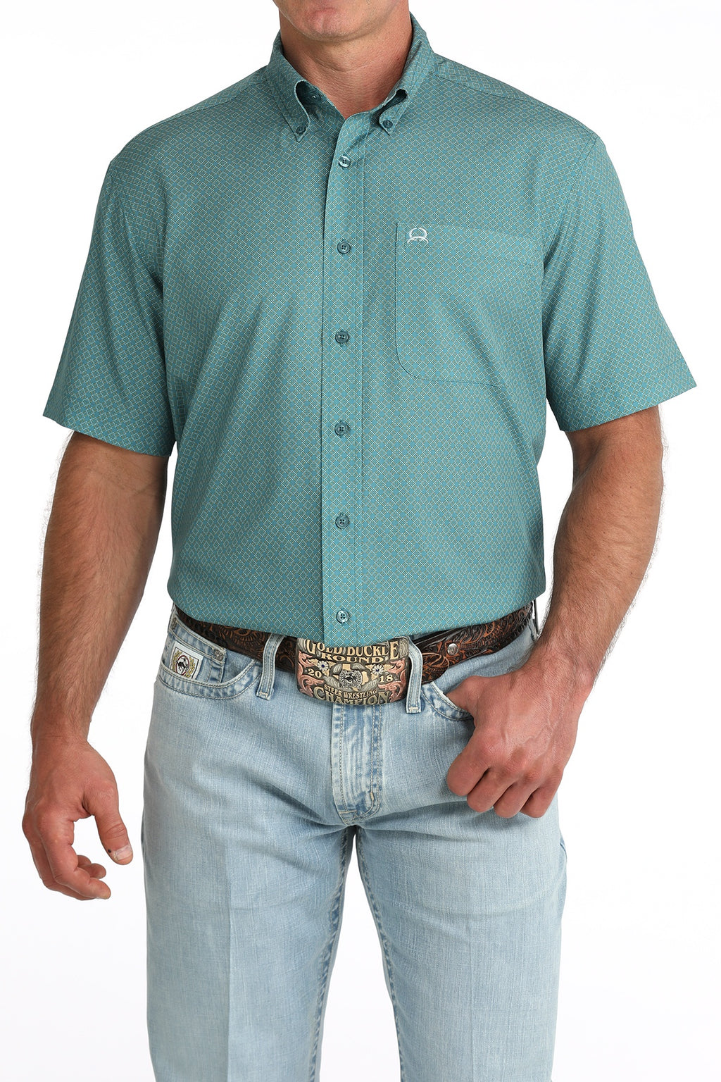 CINCH TEAL  S/S PRINT ARENA FLEX