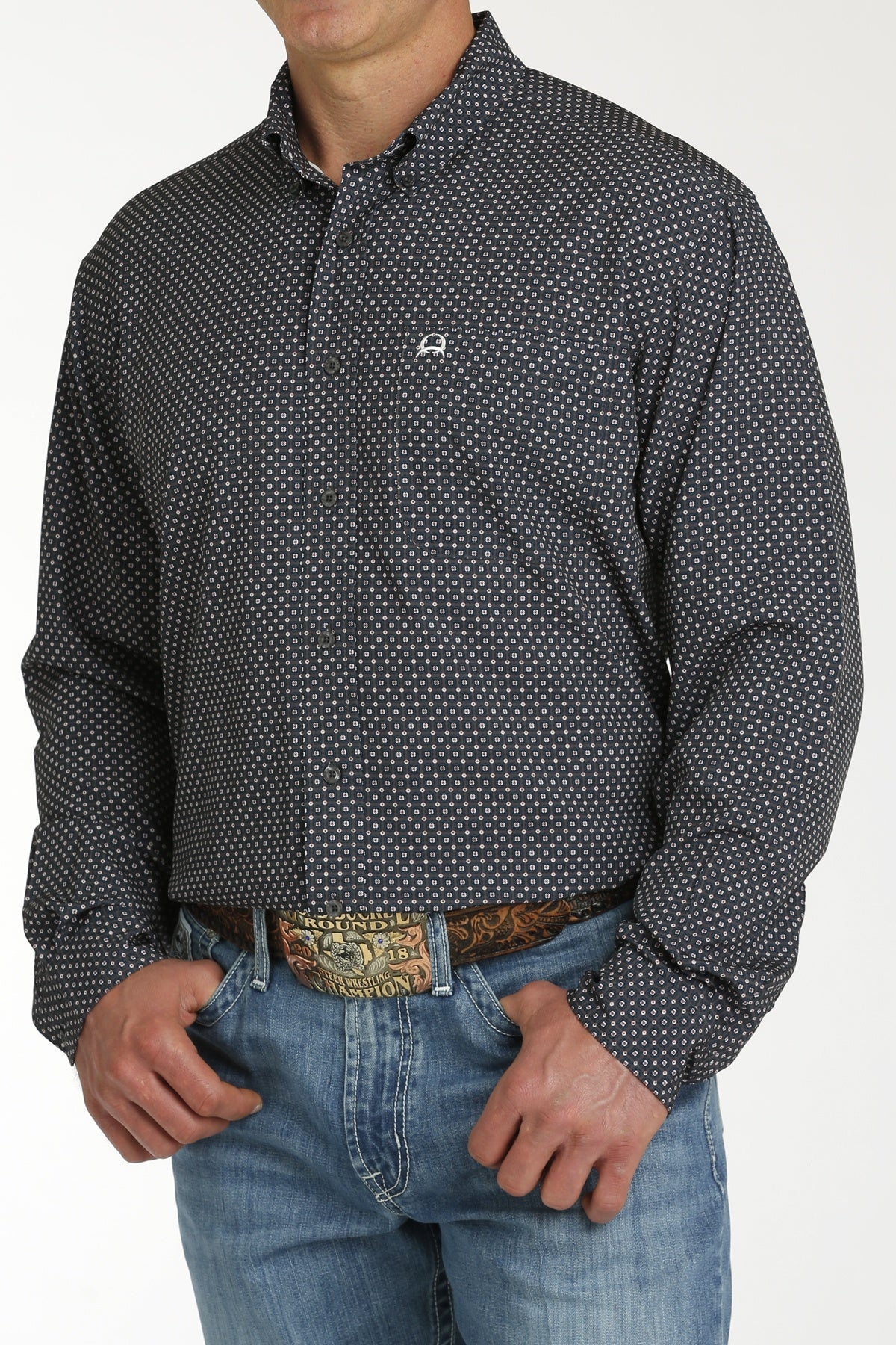 CINCH CHARCOAL BLUE BUTTON UP