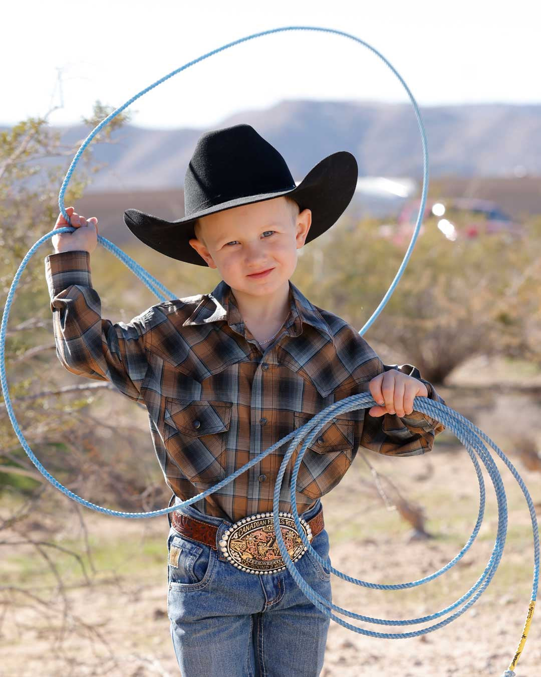BOYS GRY BRN PLAID SNAP
