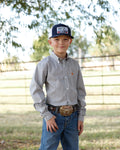 Boys Long Sleeve Grey & Red Geo Print