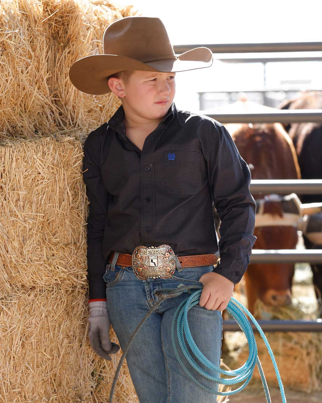 BOYS CINCH BLK CHRACOAL PATTERN
