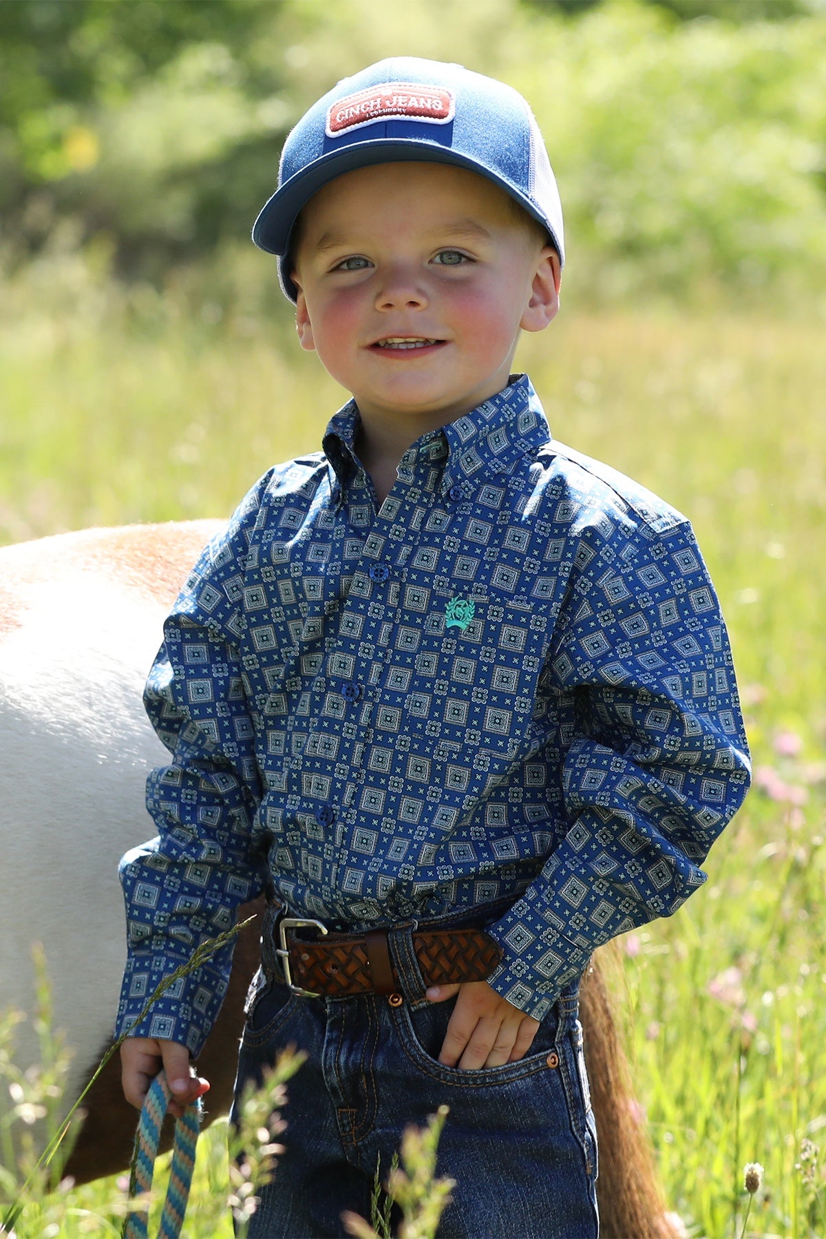 CINCH TODDLER LONG SLEEVE BLUE SHIRT