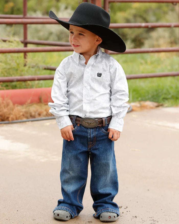 BOYS CINCH WHITE GREY PAISLEY