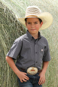 BOYS CINCH DARK GREY BUTTON UP