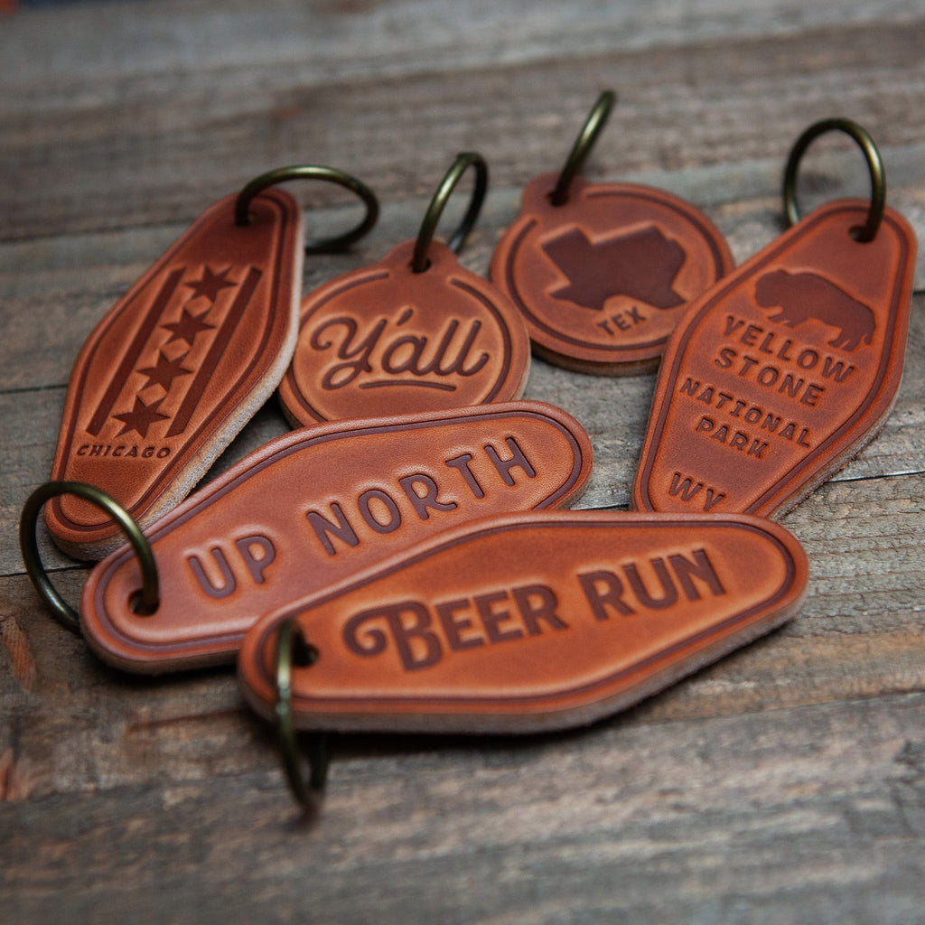Park City Utah Leather Keychain Motel Style