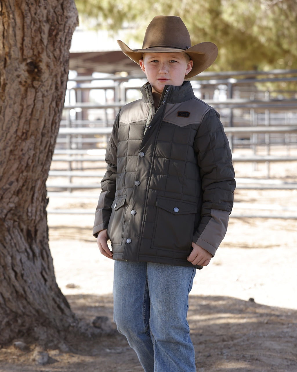 Cinch Youth Boy's Green Quilted Barn Coat