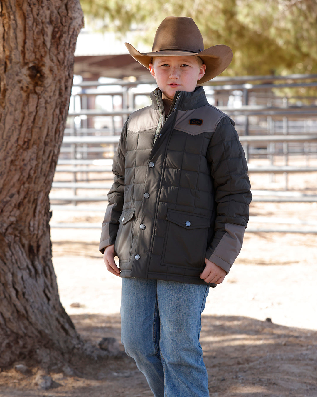 Cinch Youth Boy's Green Quilted Barn Coat