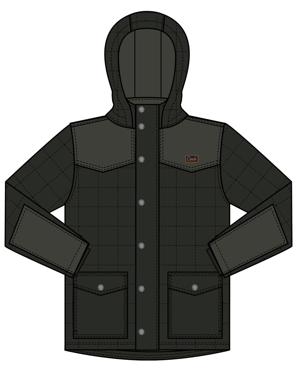 Cinch Youth Boy's Green Quilted Barn Coat