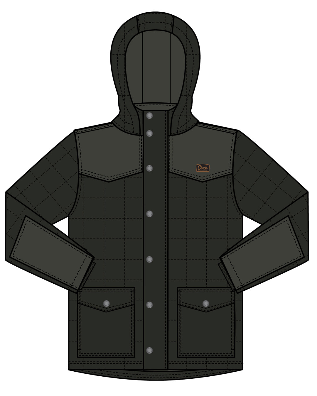 Cinch Youth Boy's Green Quilted Barn Coat