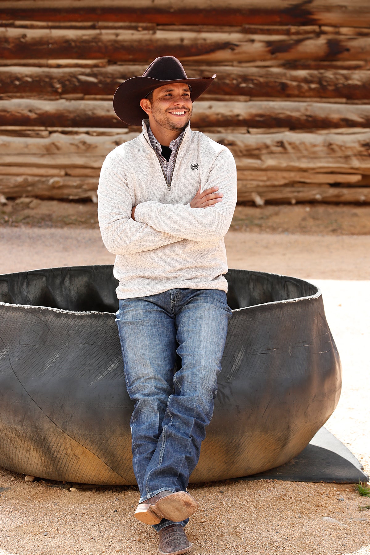 CINCH 1/4 ZIP DRESS OATMEAL  SWEATSHIRT