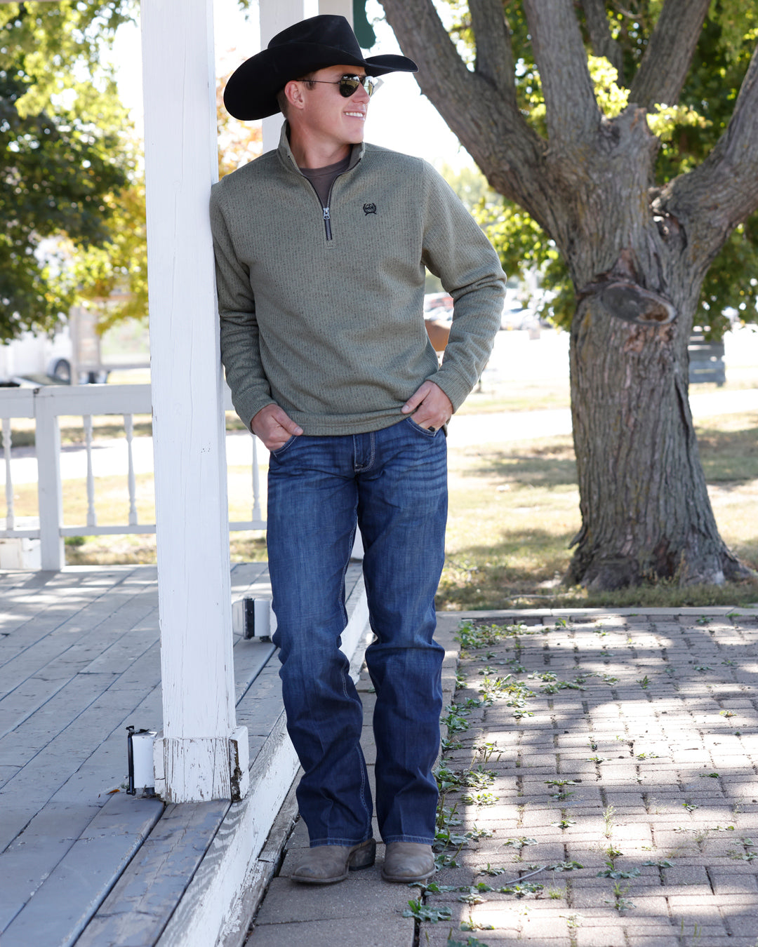 CINCH 1/4 ZIP DRESS OATMEAL  SWEATSHIRT